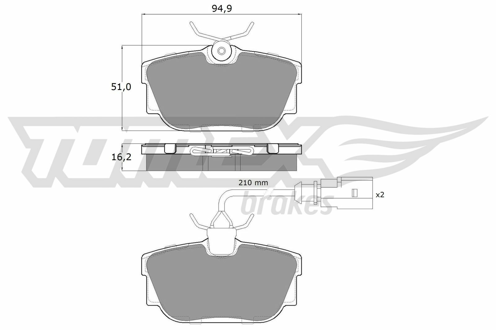 Sada brzdových destiček, kotoučová brzda TOMEX Brakes